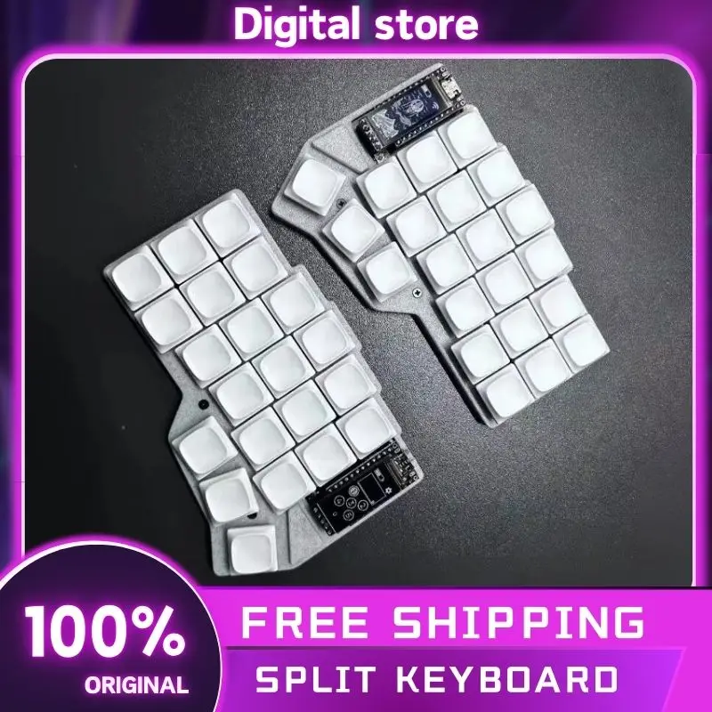 Split Keyboard Custom Niceview Screen Temper Corne Choc Bluetooth Dual-mode ZMK Hot-swap16.5MM Keycaps Split Keyboard Design