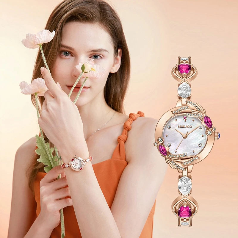 Vintage Small Dial Fish Design Women's Watch Luxury Waterproof Quartz Diamond Bracelet Gemstone Strap Fashion Daily Party Gift