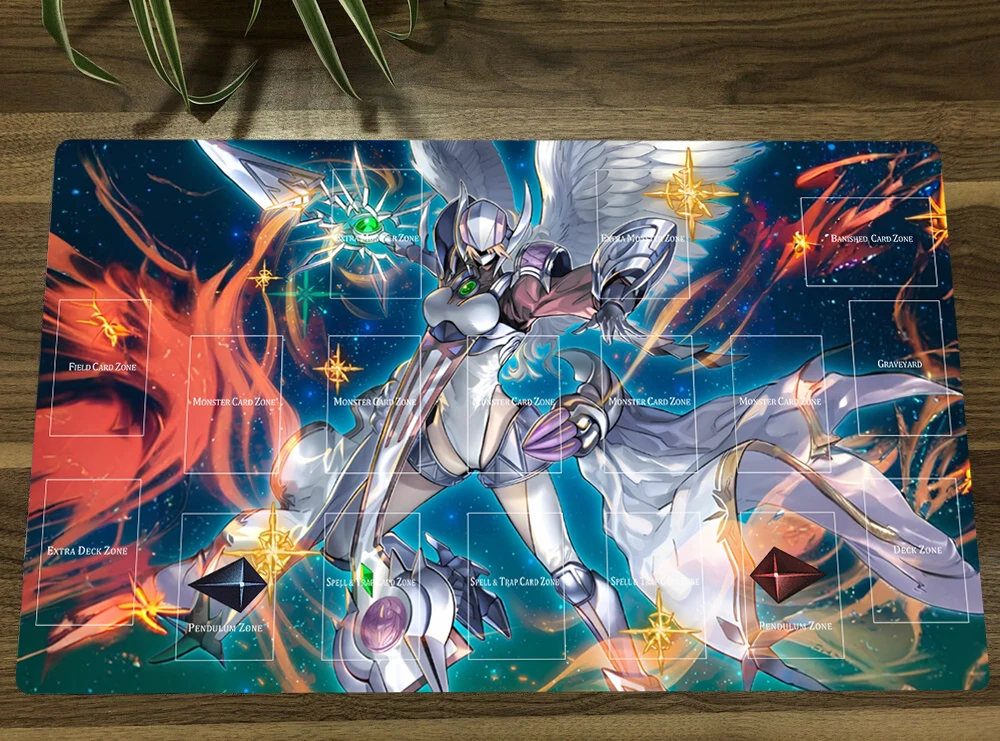 YuGiOh Starry Knight Rayel TCG CCG Mat Trading Card Game Mat Table Playmat Desk Gaming Play Mat Mouse Pad Mousepad Free Bag