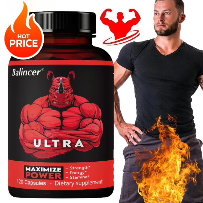 Men's Energy Supplement - with Ashwagandha & Maca,Supports Muscle Mass, Energy and Vitality,Non-GMO
