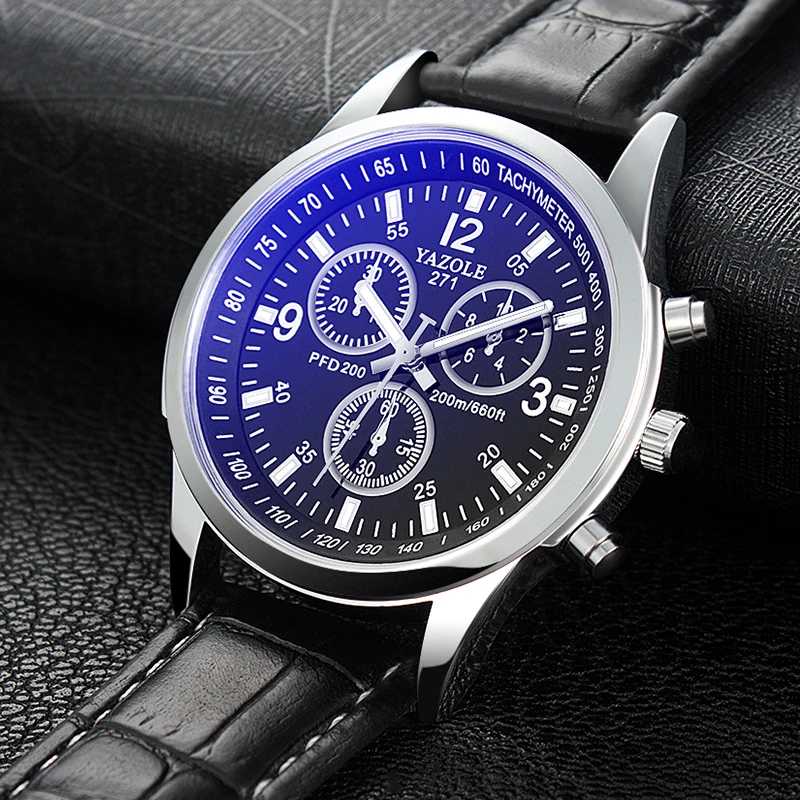 Men's Quartz Watch, 40mm Black Silver Design