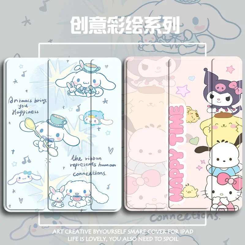 

Sanrio Kawaii Hello Kitty Ipad Protective Case My Melody Kuromi Anime Cartoon Cute Exquisite Apple Ipadpro2022 Protective Cases