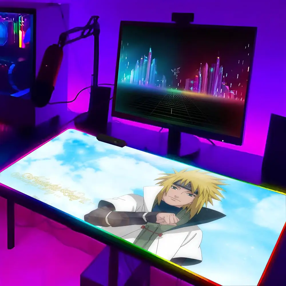 Minato Namikaze MINISO Mouse Pad E-sports players LED RGB Keyboard Cover Desk mat Colorful Surface Waterproof Computer Game CS l