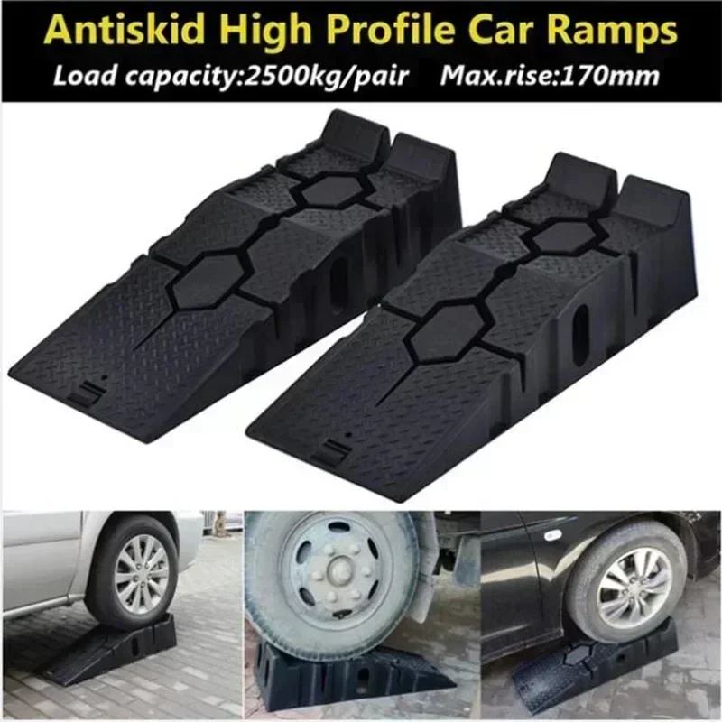 Black 2500kg Heavy-Duty Car Ramps 900mm Long Anti-Slip Work Ramps for Oil Change And Car Repair Maintenance Lift Tools Set