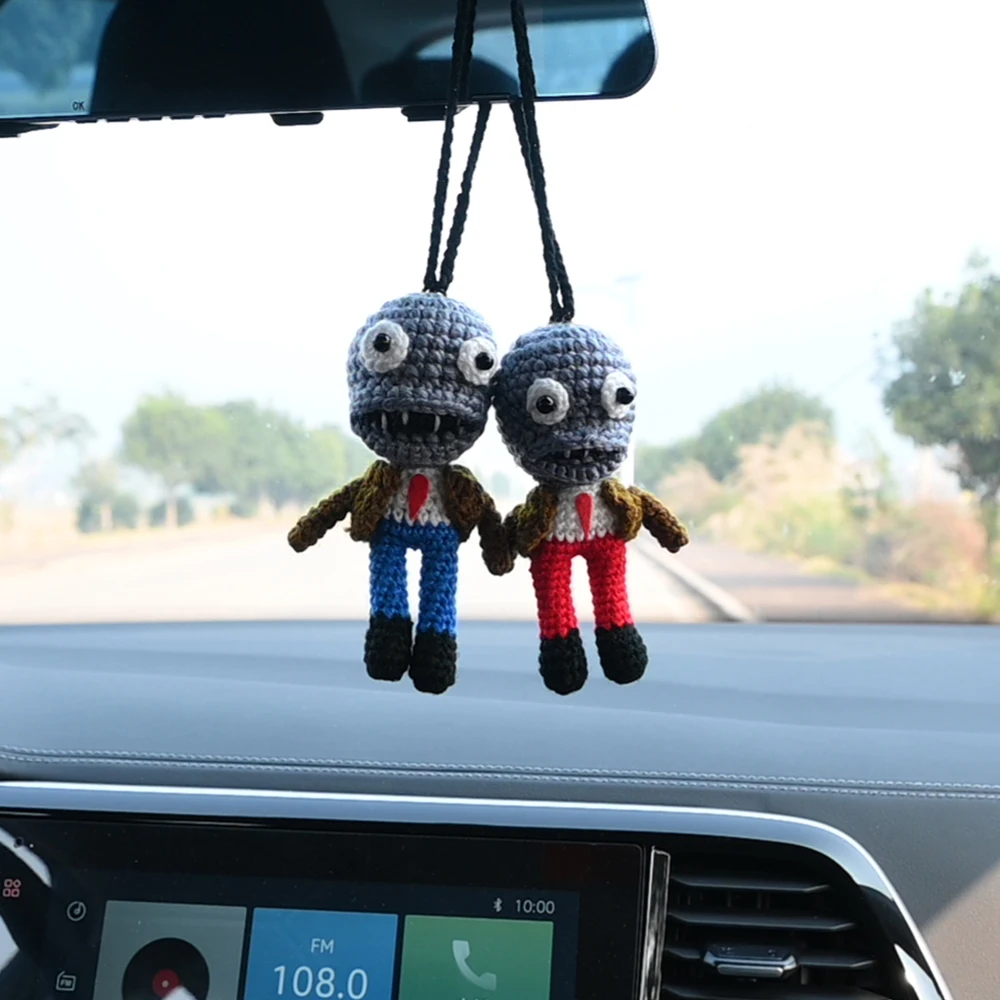 Handmade Crochet Zombie Hanging Decor For Home Interior,Car Rearview Mirror Hanging Ornaments,Creative Halloween Gift For Friend
