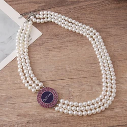 Pearl Strand Choker Chain Black Women Sorority Greek Letters Purple NCNW Necklaces Jewelry For Gifts