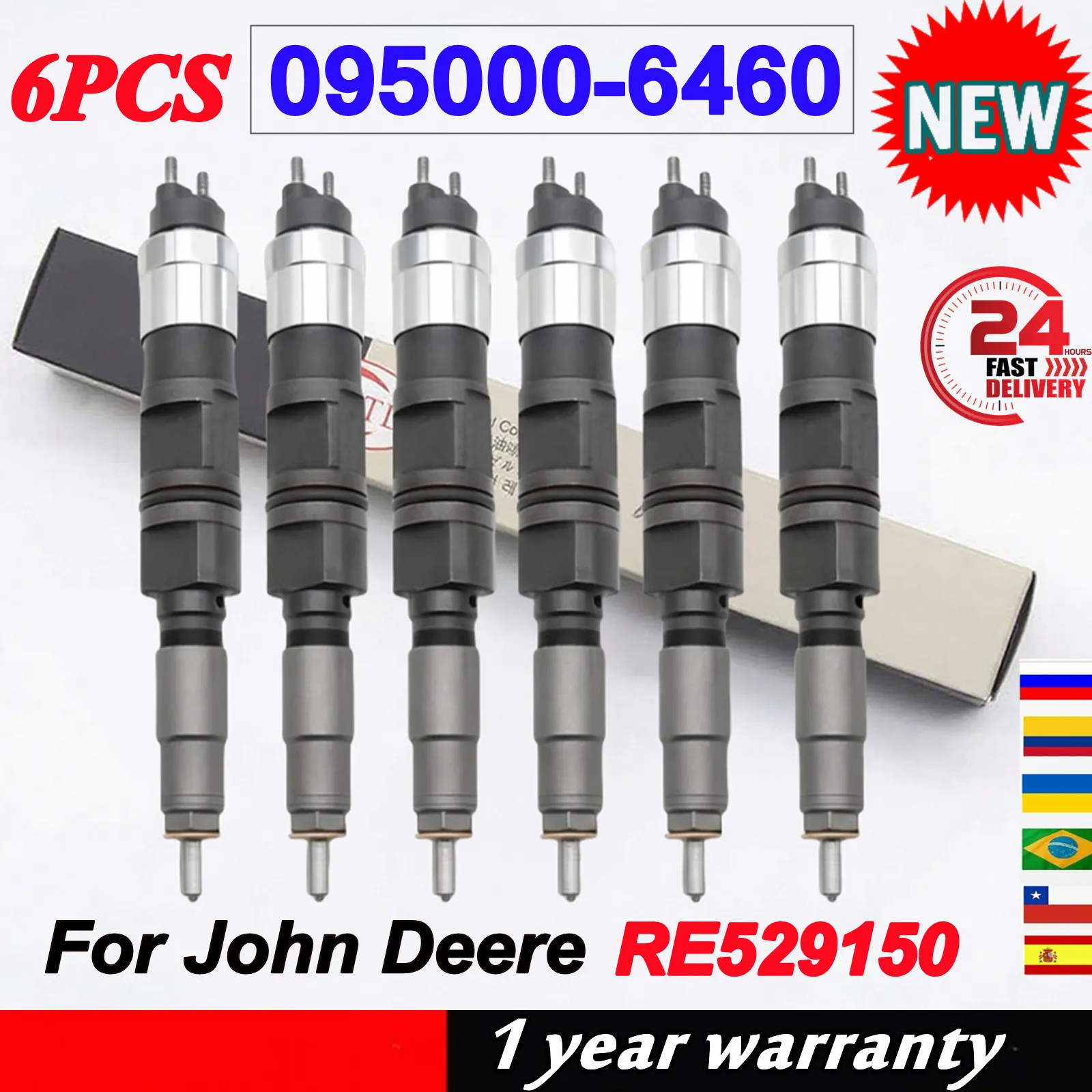 

6 PCS New Injector 095000-6460 OEM RE529150 Diesel Fuel Injection Nozzle 0950006460 095000 6460 For John Deere 0950006461