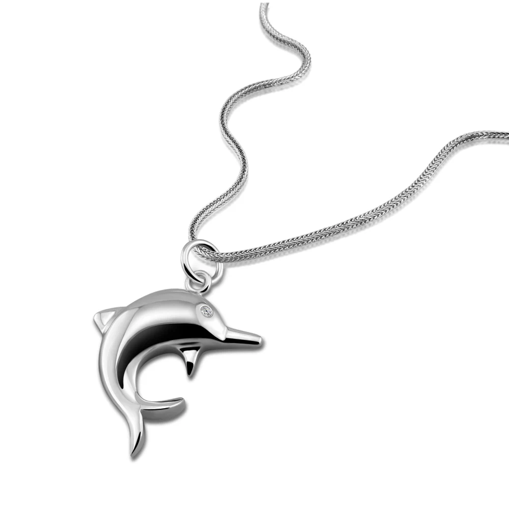 

Silver 925 Lucky Lovely Dolphin Zircon Pendant Necklace Sweet Simple Necklace Women Fashion Clavicle Chain Jewelry Love Gift