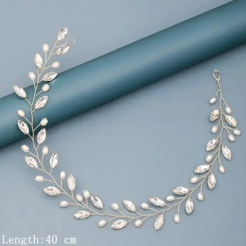 Pearl Rhinestone Flower Headband Wedding Hair Accessories For Women Bridal Headband Hair Jewelry Light Gold Wedding Accessories image 5