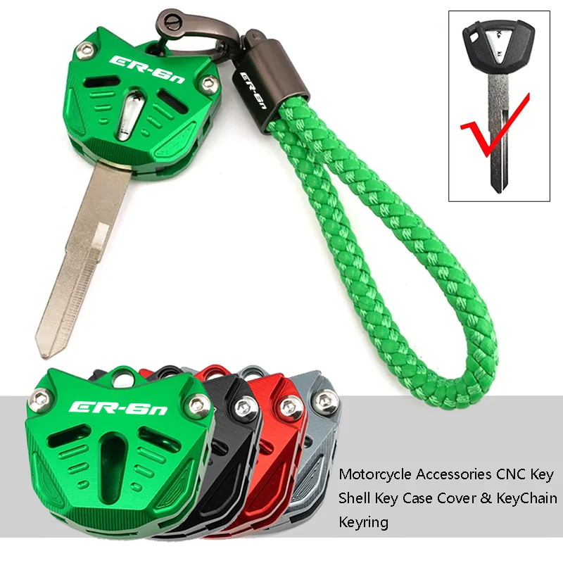 

keychain Keyring Fit For Kawasaki ER6N ER-6N ER 6N 2009-2024 Motorcycle Accessories CNC Key Cover Cap key Case Shell Protector