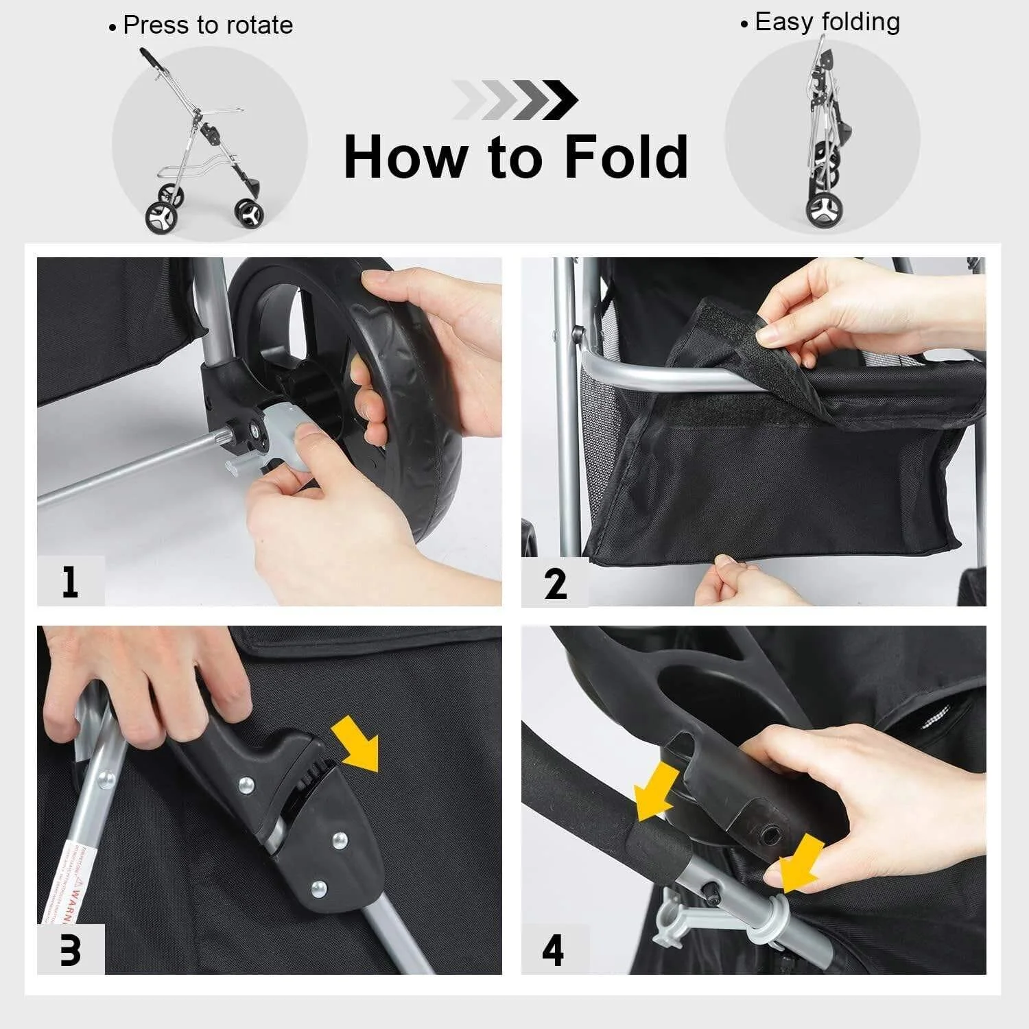 Beyondgoing Adjus Waterproof Foldable 3-Wheel Pet Stroller For Cats Dogs With Removable Cage Cer