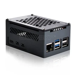 Geeekpi Himbeer Pi 5 Fall mit Kühlkörper Himbeer Pi 5 Aluminium mit Lüfter und Kupfer Kühlkörper Pack