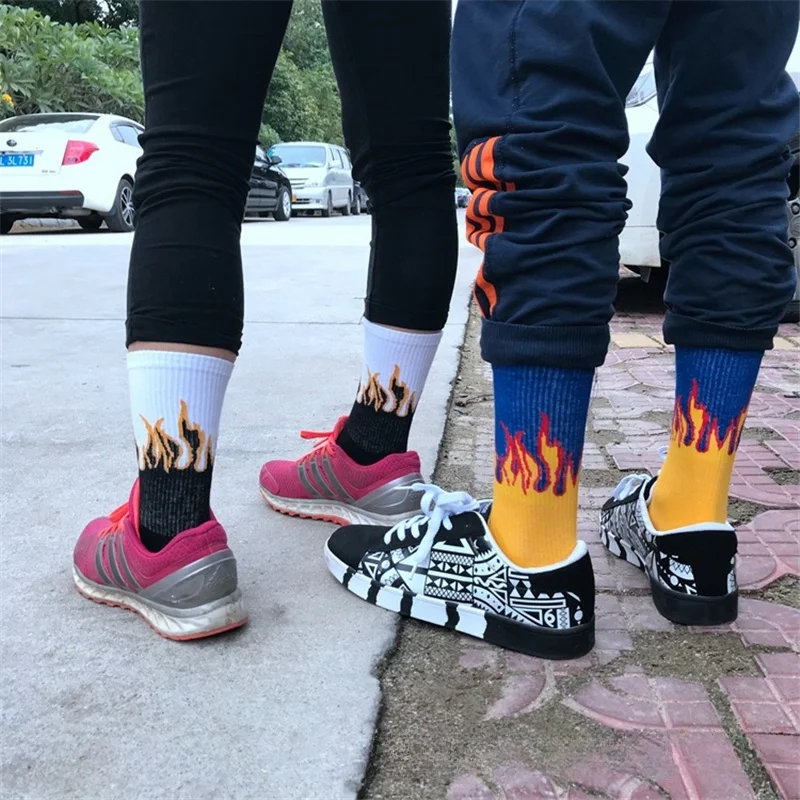 Red Flame Street Skateboard Socks Casual Fashion Hip Hop Socks Teenager Student Skateboard Boy Sok