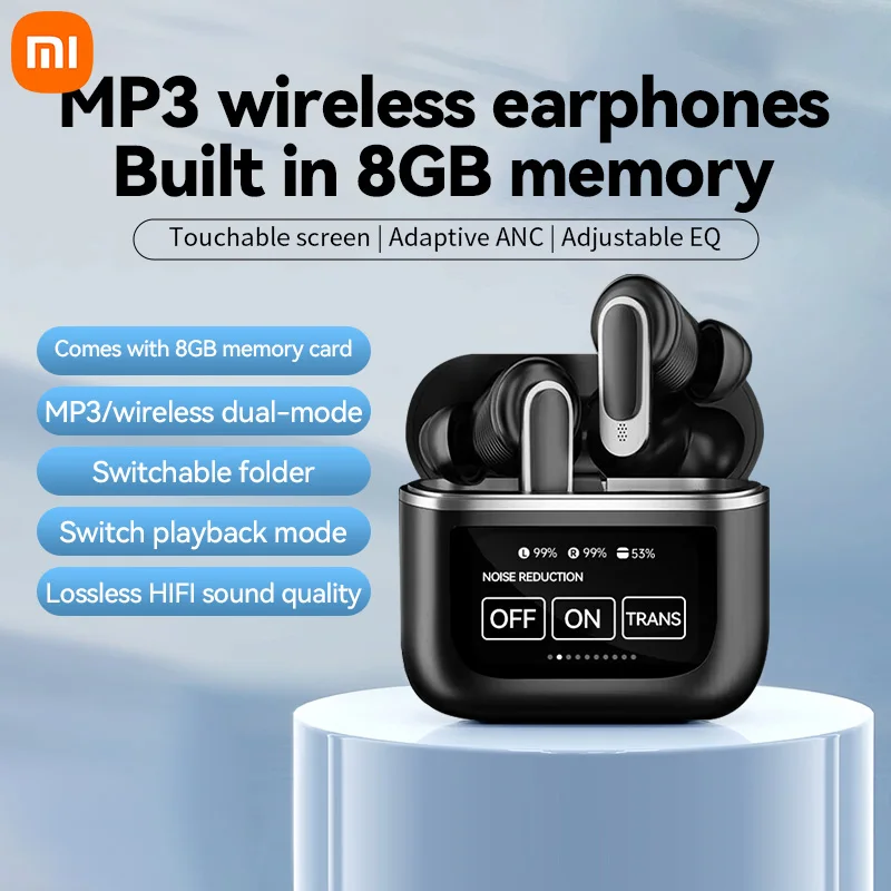 XIAOMI V8 Pro ANC 8G MP3 çalar kablosuz kulakiçi InEar Bluetooth5.4 kulaklık gürültü kulaklık LCD dokunmatik ekran kulaklık