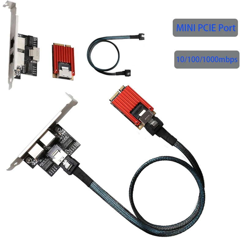 

Lan Card 10/100/1000 Мбит/с RJ45 LAN-адаптер MINI PCI-E Гигабитная сетевая карта Игровой PCIE-сплиттер-адаптер Сетевой адаптер для ПК