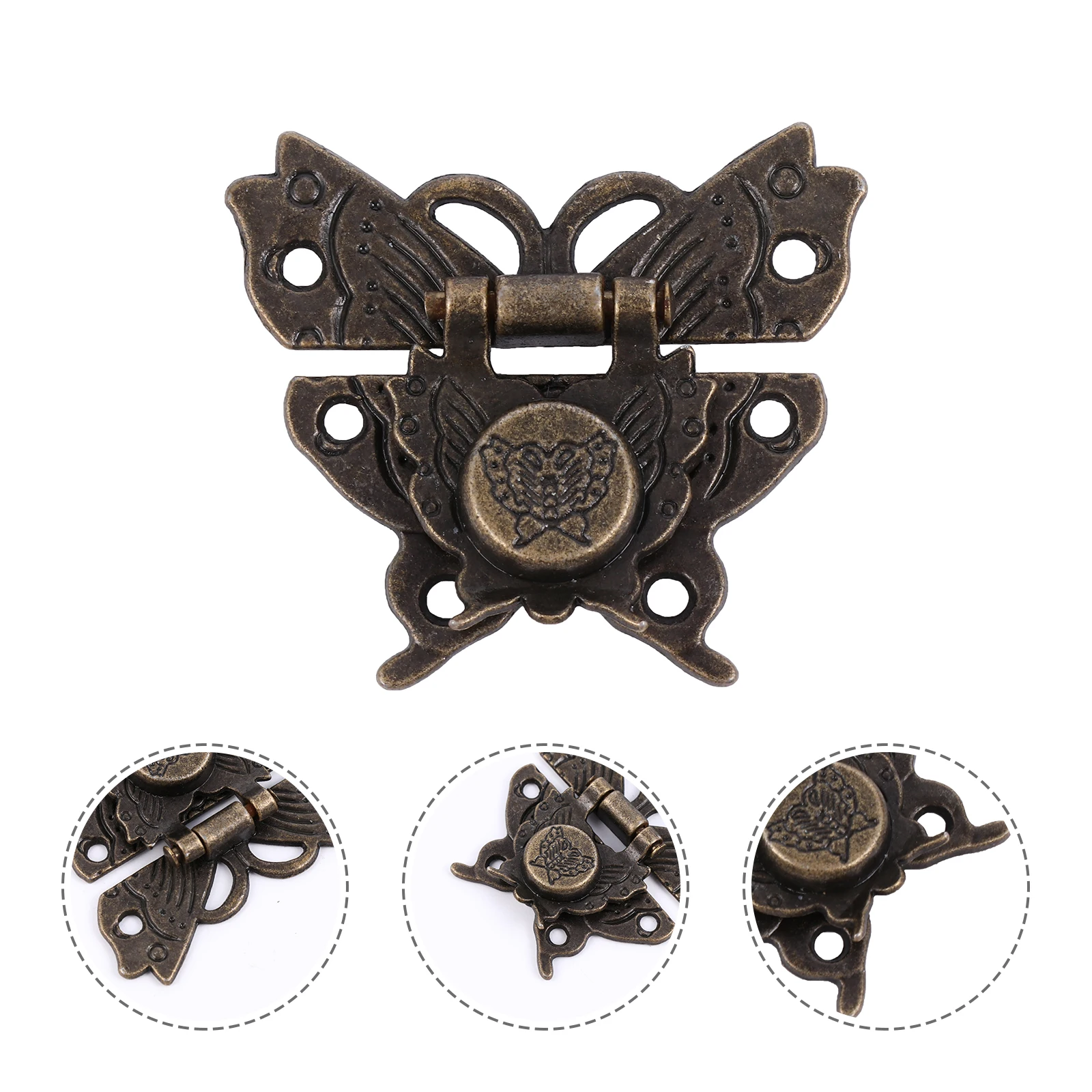 

2pcs Vintage Style Jewelry Concealed Lock Wooden Case Hasp Retro Latch Zinc Alloy Bronze Color Easy Install Decorative