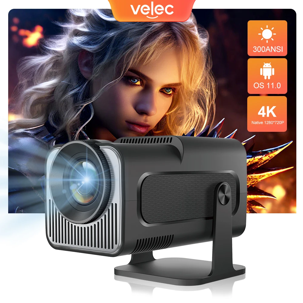 

Velec HY320 Mini Native 720P Android 11 4K Projector 300ANSI Wifi6 BT5.0 Cinema Home Outdoor Portable 180° Rotable Projector