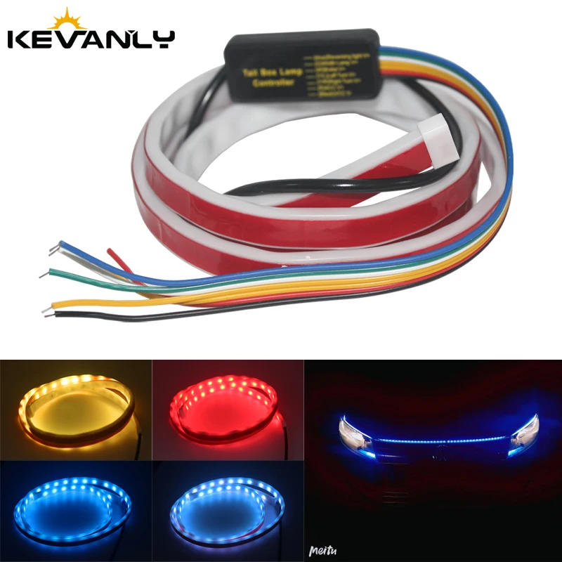 

Car LED Rear Tailgate Lights RGB Tail Light Strip 120/150CM Warning Turn Signal Running Lamp Flexible Turn Signal Light