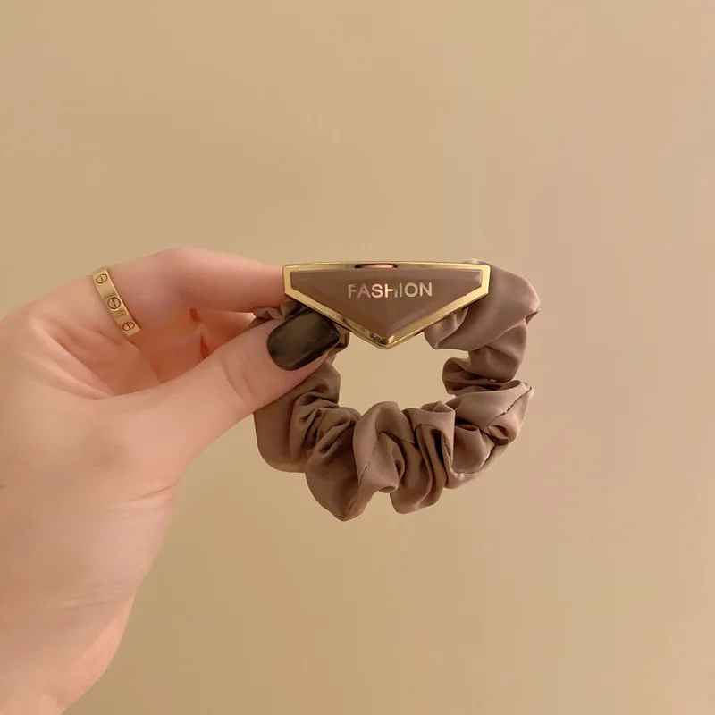 3PCS Korean Version Of The Inverted Triangle Large Intestine Hair Ring retro Head Rope Female Fashion letterTie Hair RubberBand