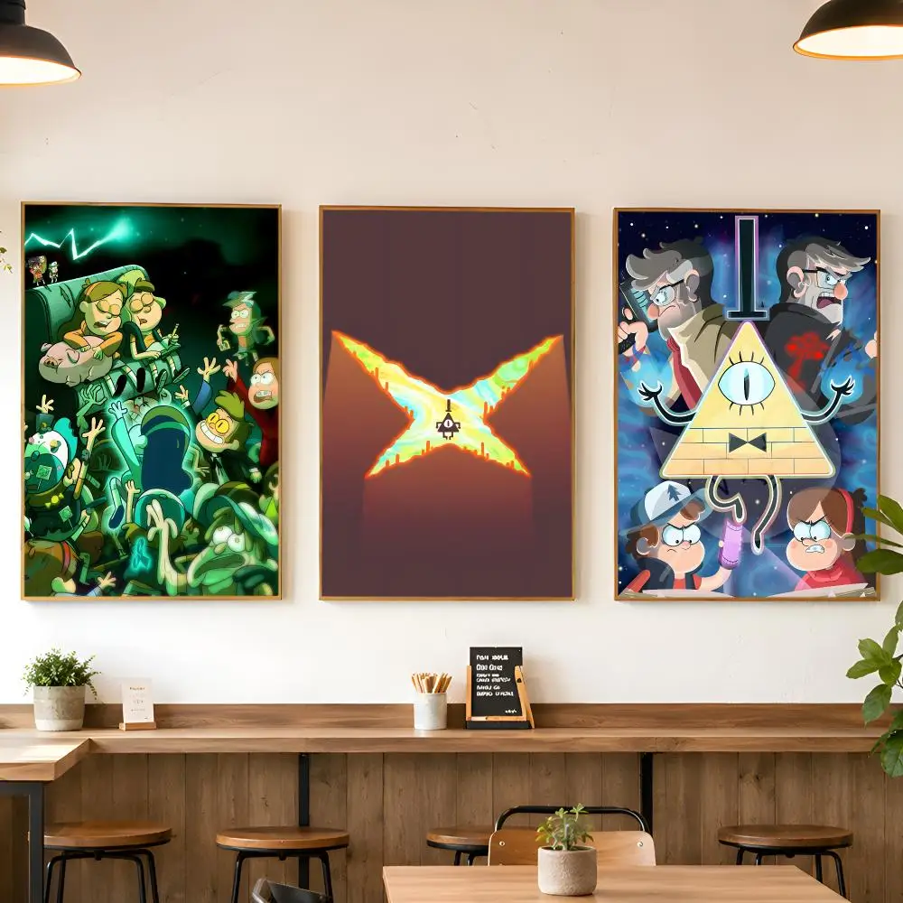 Cartoon G-Gravity Cute Falls BILL CIPHER Poster Matte Wall Peel And Stick Decor Bedroom Living Room Office Dorm Home