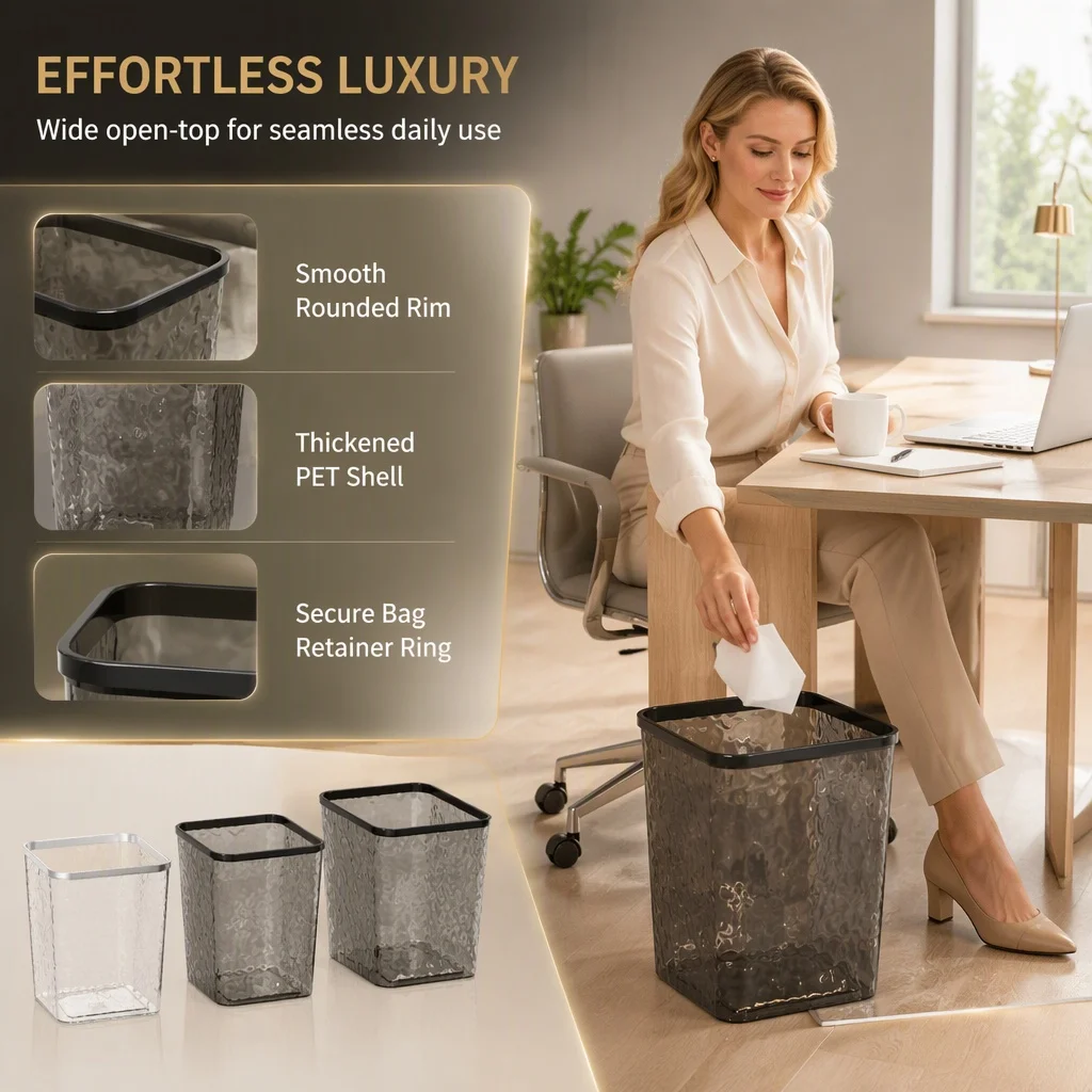 10.6inch PET Translucent Trash Can Waste Bin Light Luxury Premium Quality Collection Display Decorative Showpiece Home Gift