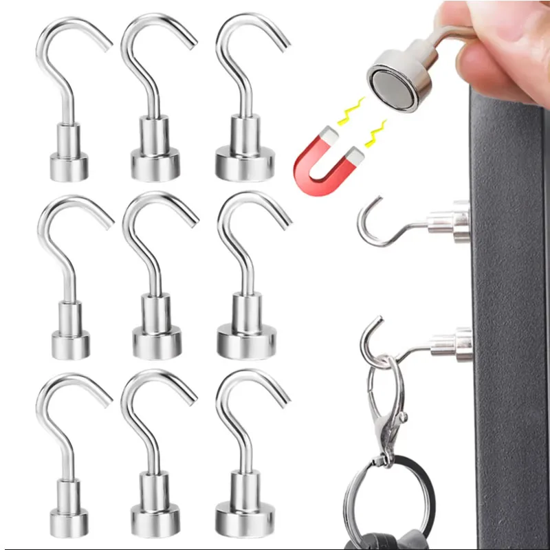 1/10/20Pcs Powerful Magnetic Hook Strong Magnet Hook Wall-Mounted Hanger Hook Key Hanging Hanger Kitchen Storage Organization