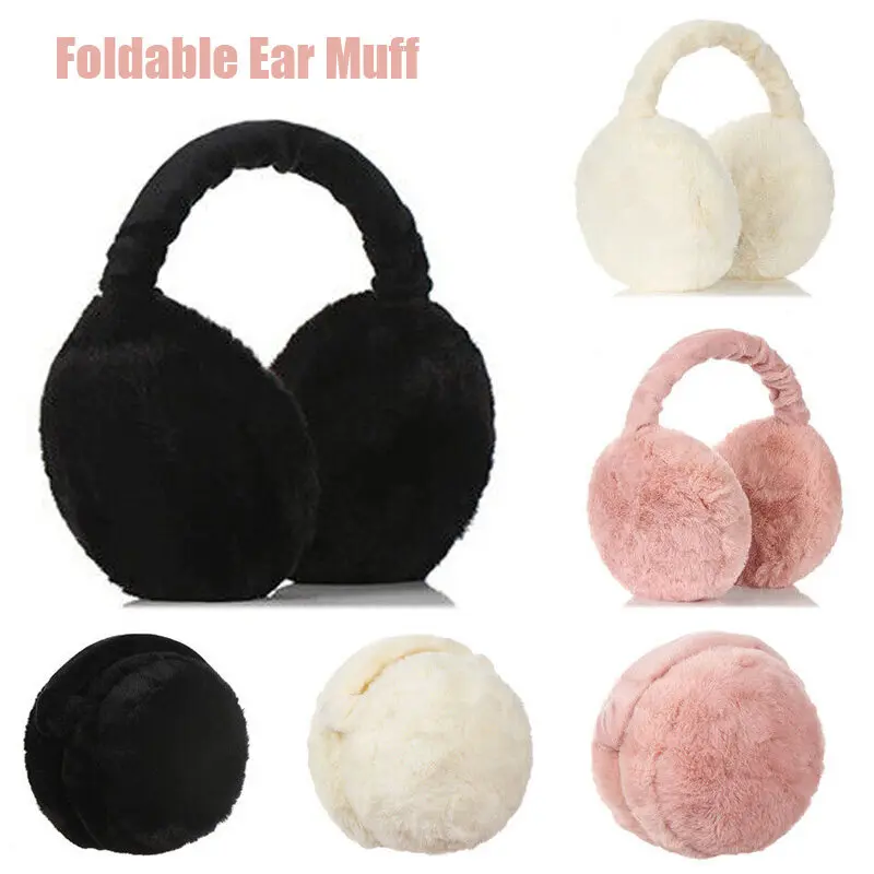 Fashion Autumn Winter Earmuffs Women Men Ear Warmer Plush Solid Color Adjustable Foldable Ear Muffs Earflap Earmuffs