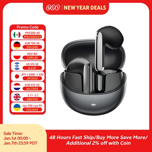 QCY-auriculares inalámbricos con Bluetooth 5,3, dispositivo de Audio de alta resolución, LDAC, 6 micrófonos, AI, HD, conexión multipunto, AilyBuds Pro + ANC, HT10