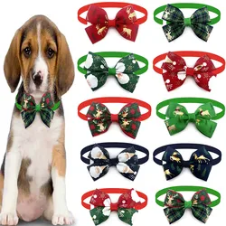 50pcs Christmas Pet Dog Cat Bow Ties Adjustable Dog Ties Pet Holiday Bow Tie Collar Pet Grooming Supplies for Small Dogs