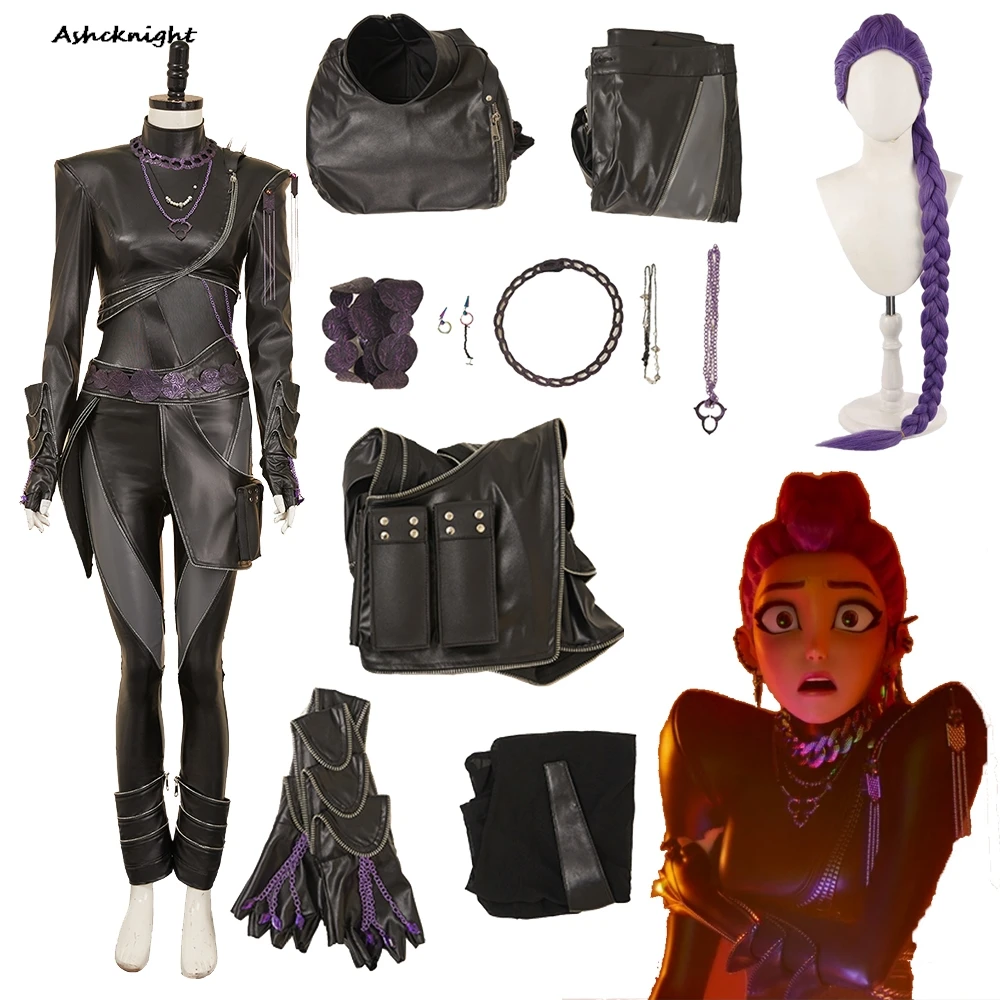 

2025 Cartoon Demon Hunter of KPop Cosplay Rumi Black Top Pants Costume Clothing Halloween Party Disguise Roleplay Outfits Suits