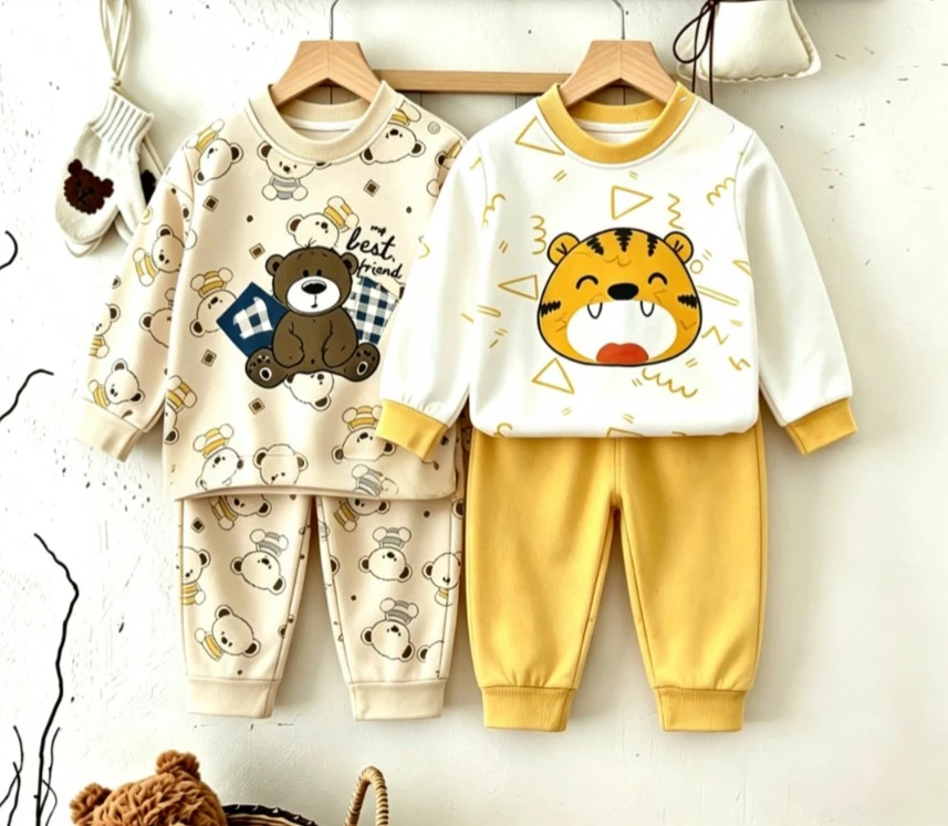 Toddler 2Piece Tracksuit Set Baby Cartoon Animal Graphic Long Sleeve Sweatshirt And Jogger Pants Children Daily Wear Clothing