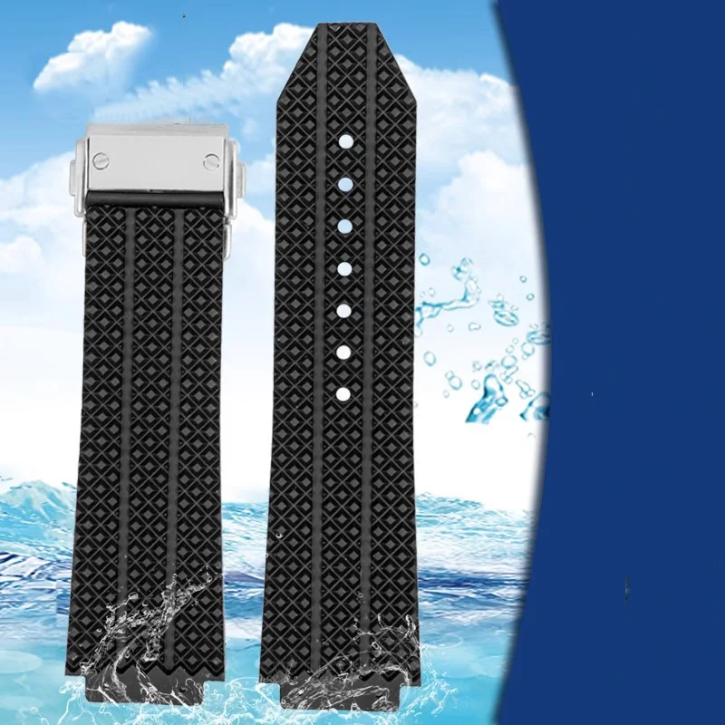 

Watch Band for HUBLOT BIG BANG Silicone Waterproof Men's Watch Strap Chain Watch Accessories Rubber Bracelet Wristband 25*19mm