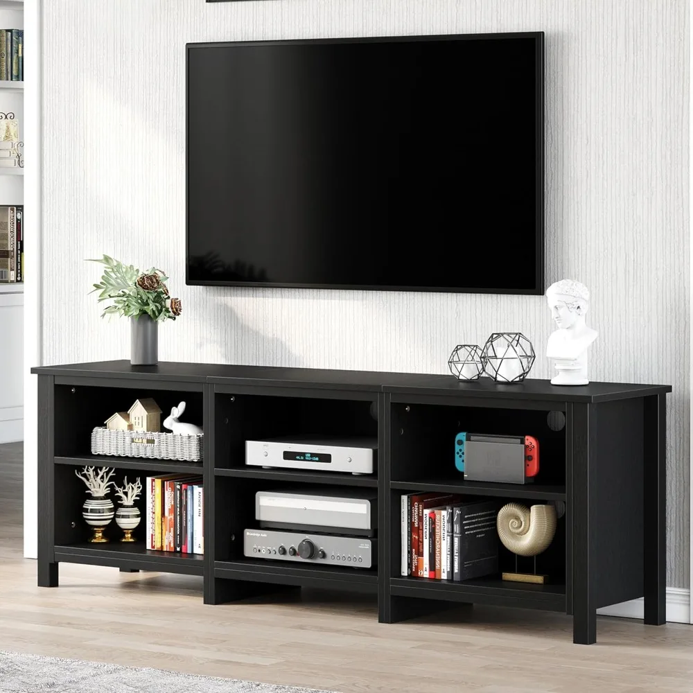 

Modern TV Stand for TV Up To 80/75/70/65 Inch, Classic Detachable 6 Cubby Media Entertainment Center Console Table