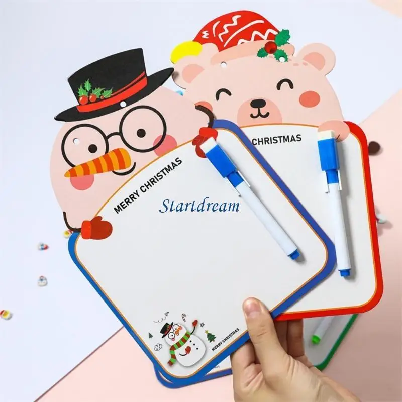 4PCS Christmas Whiteboard Erasable Double-Side Whiteboard Toddler Drawing Board K92C