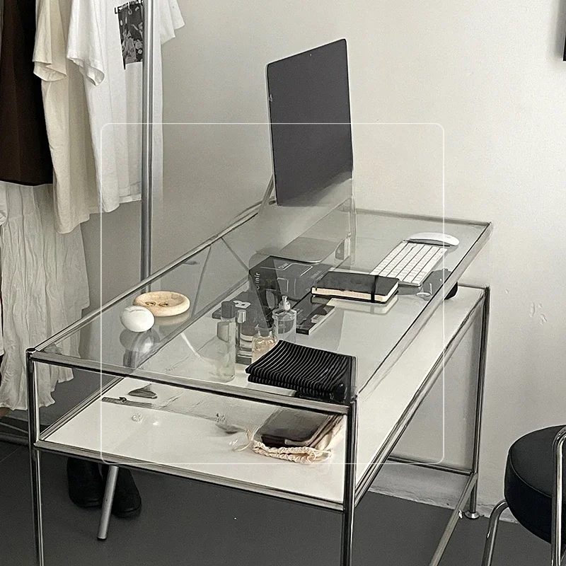 Modern stainless steel glass desk personalized creative high-end desk