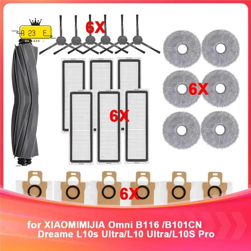 

A23E-Accessories For Mijia Omni B116 /B101CN Main Side Brush Filter Mop Dust Bag Dreame L10s Ultra/L10 Ultra Parts