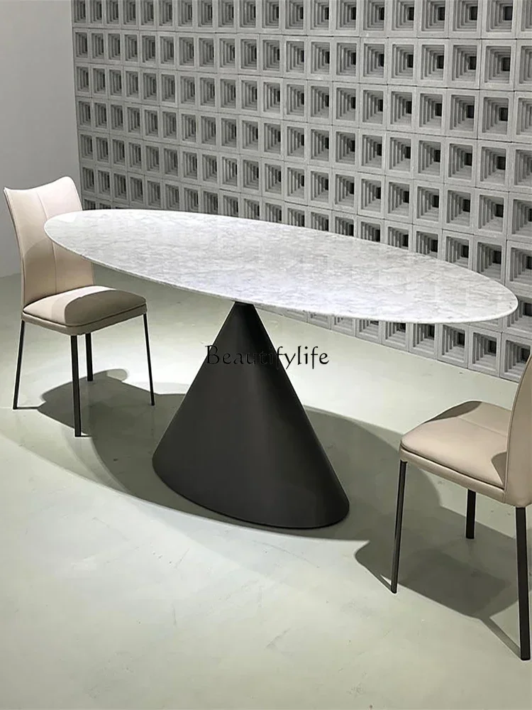 Modern minimalist home creative art oval natural marble dining table