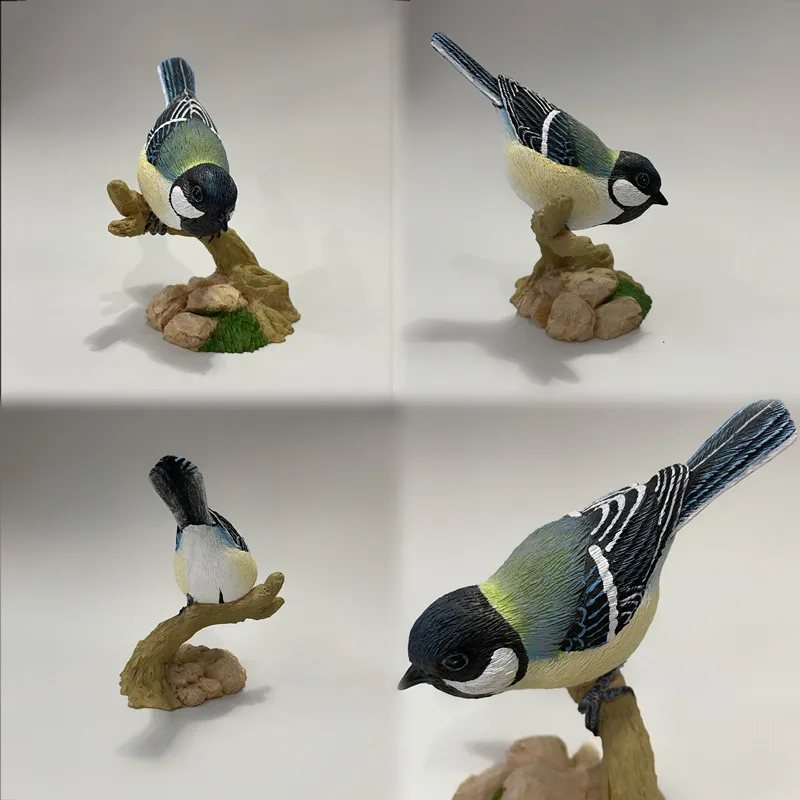 Great titmouse resin statue coal titmouse ornament model handicraft red beaked acacia bird home decoration