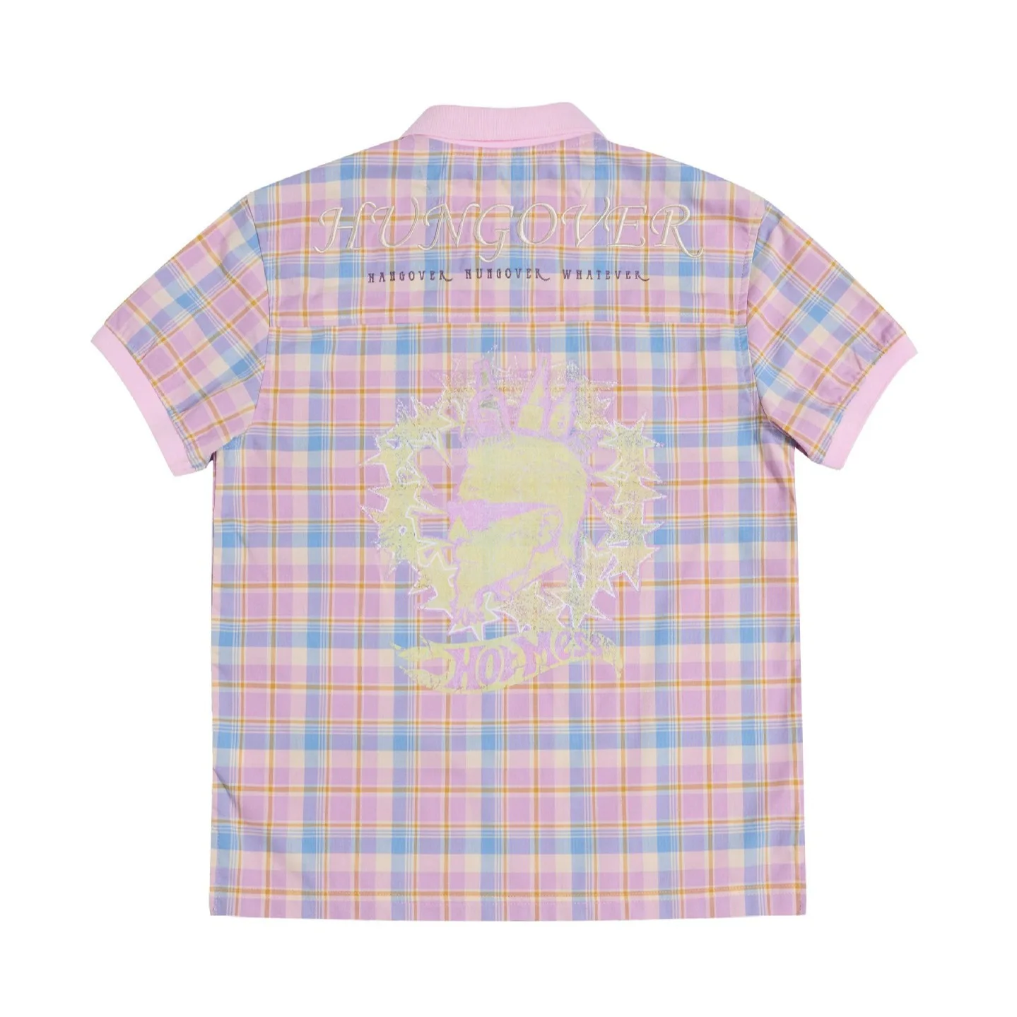 INS CONTRAST COLOR Plaid Polo Shirt Crown Embroidery Letter Print Lapel Short Sleeve Tee Y2K Vintage Casual Top Women's Clothes