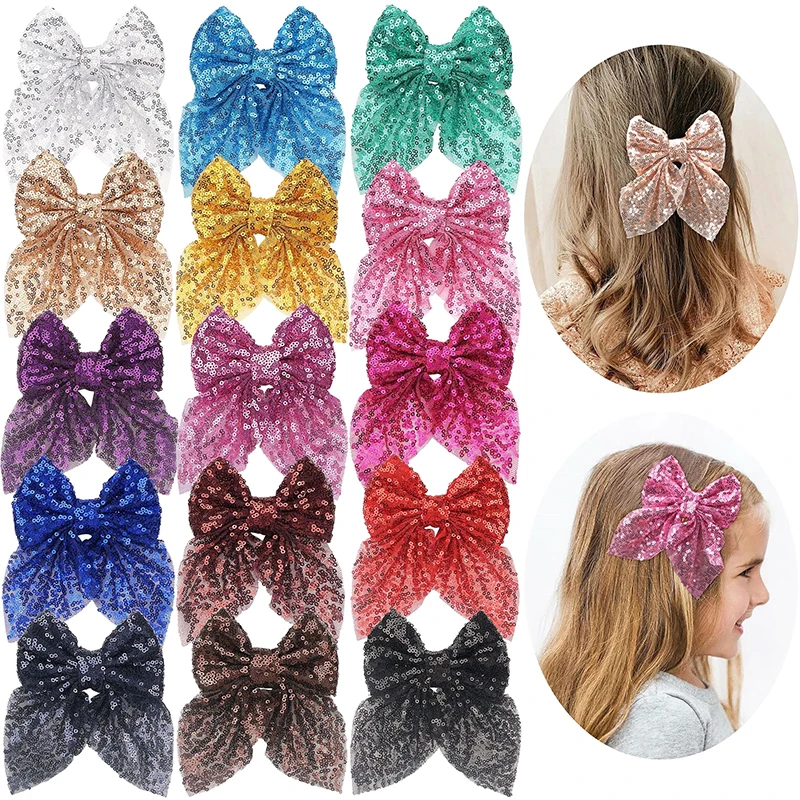 

Fashion Children Sequin Bows Hair Clip Princess Headwear For Girls Kids Big Bow Hairpin Handmade Hairpin Child Hair Accessories