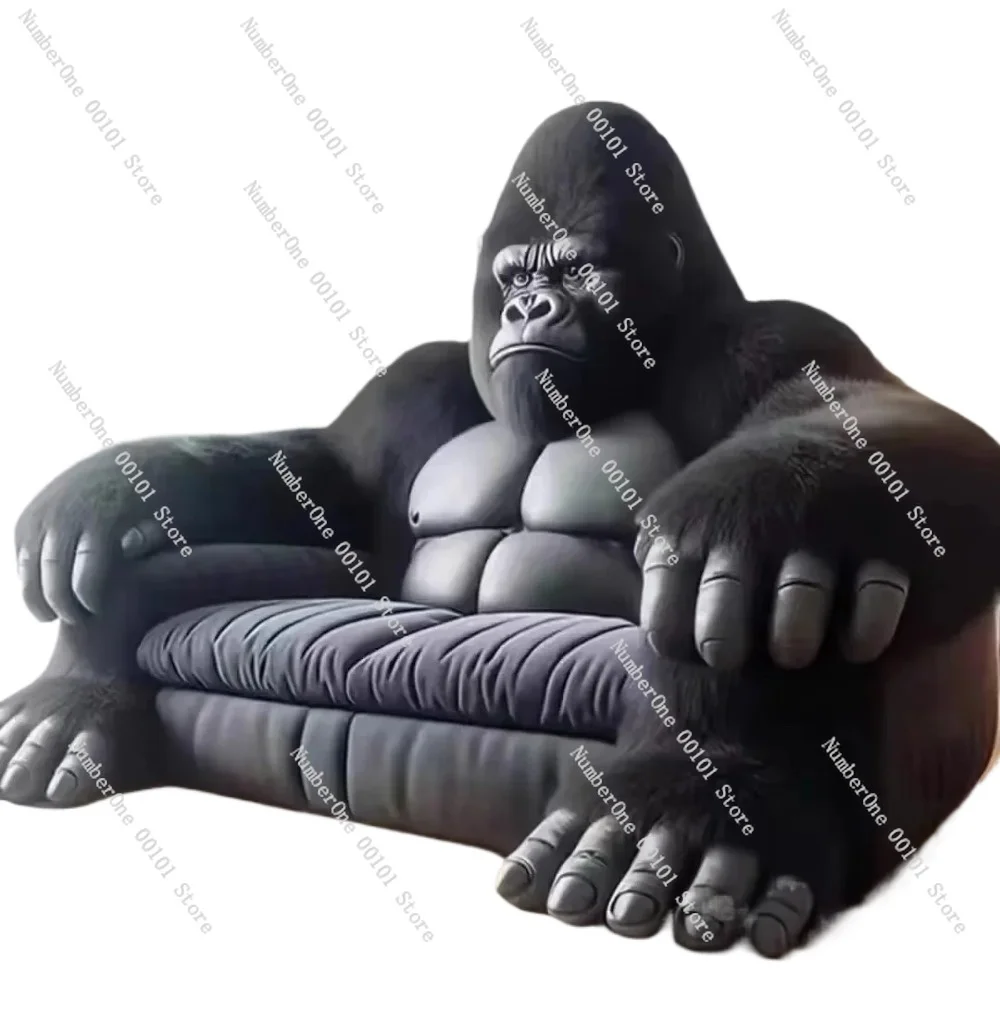 Gorilla Sofa Living Room Furniture Two-Dimensional Diamond Sofa Bedroom Bed Creative Large Animal Leather Sofa Bed