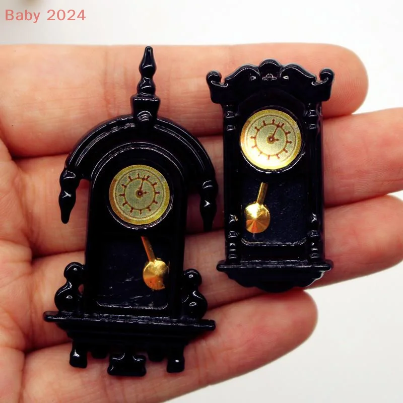 Horloge murale Vintage pour maison de poupée 1:12, pointeur de cadran, modèle miniature mobile, accessoires de salon, jouets de jeu pour enfants