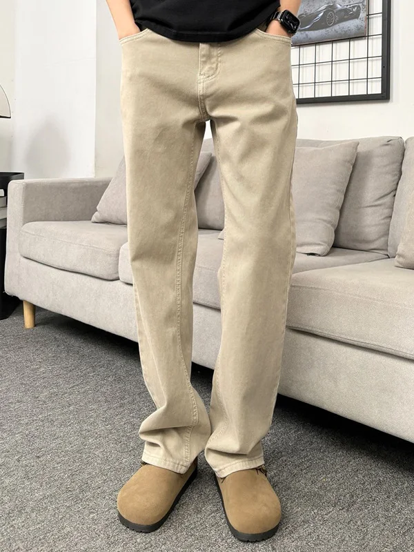 

Retro Casual Men's Jeans Loose Straight Leg Long Trousers Khaki Waed Faionable Spring New Arrival Straight Cut Urban Sle