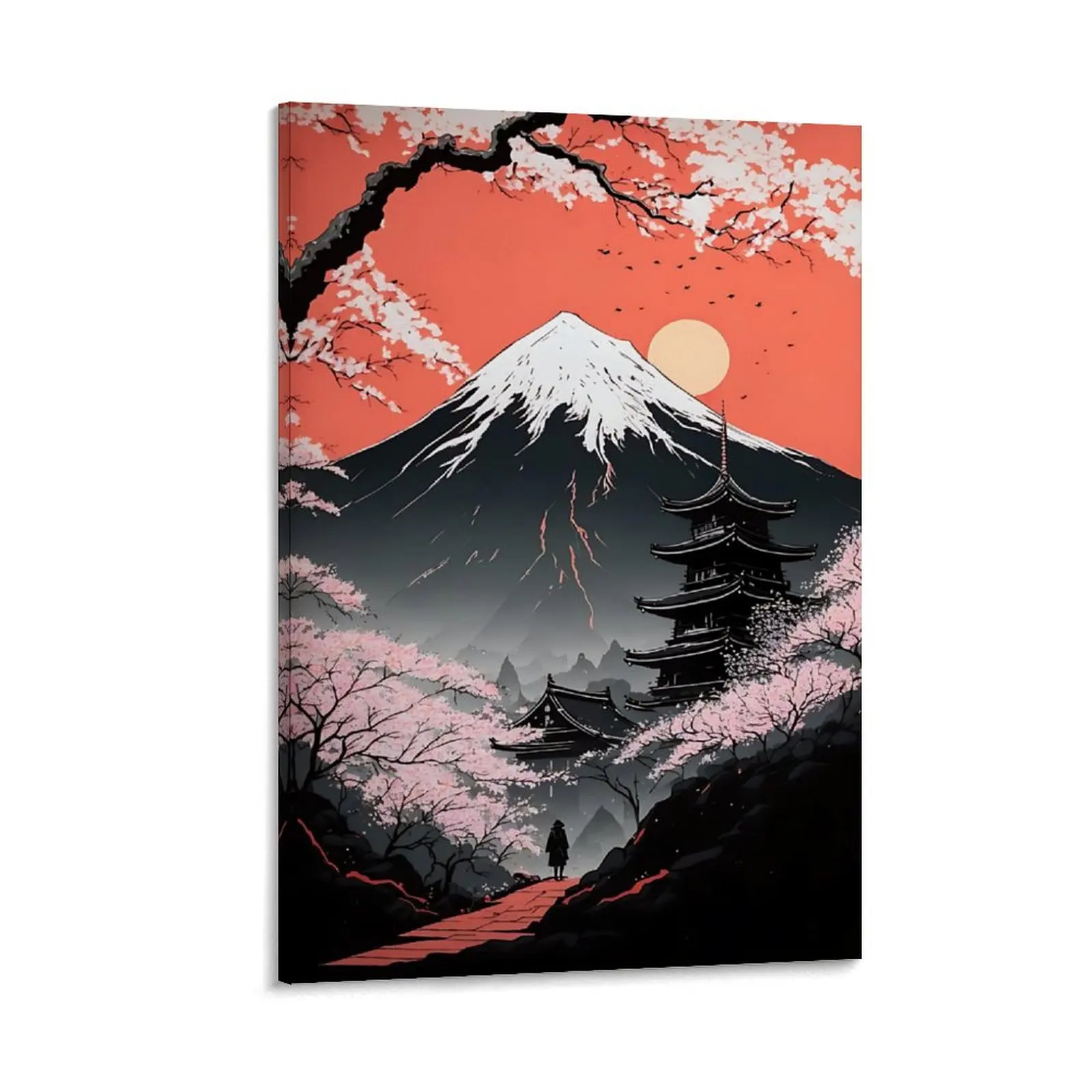 Mountain Framed Canvas Wall Art Vintage Decor Print Poster Living Room Retro Painting Bedroom Office Home Decoration Nature