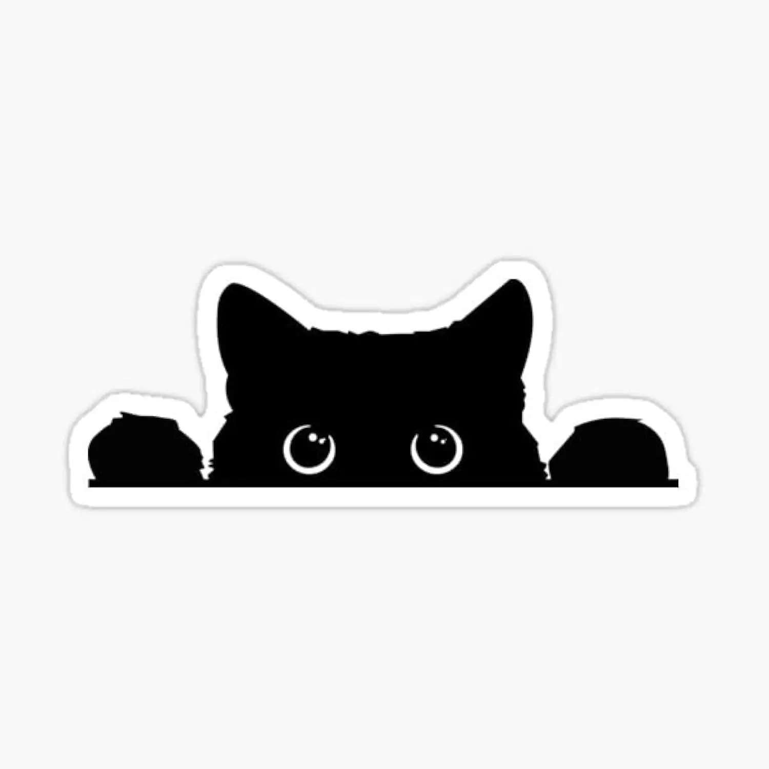 Funny Peeking Sneaky Cat Sticker 5in Vinyl Decal for Car Laptop Cooler Wall with White Border