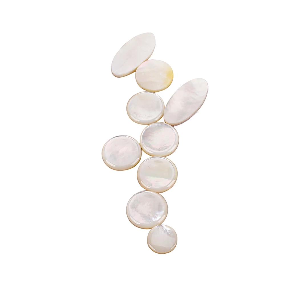 Pack of 9 Saxophone Key Buttons Round Oval Inlays Soprano Alto Tenor Sax Decor Pearl Button Musical Instrument