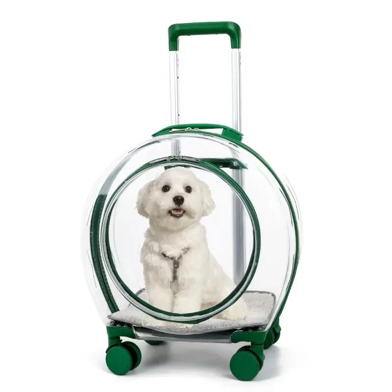 

New arrival transparent capsule pet bag carrier luggage case ready to ship transparent trolley case with trolley wheels