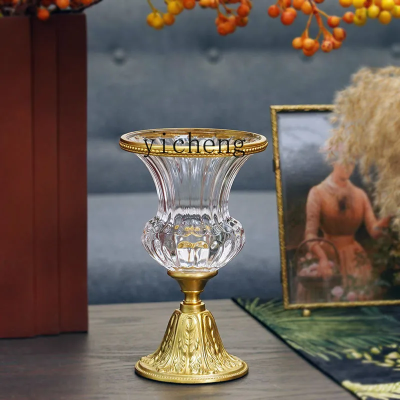 

LSL Brass Crystal Glass Delicate Vase Flower Arrangement Flower Ornament