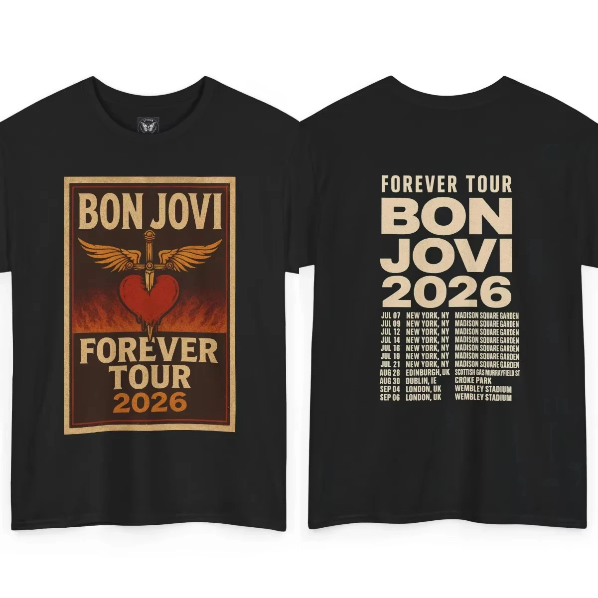 Camiseta Unissex 100% Algodão Bon Jovi Forever Tour 2026 - Camiseta Masculina de Verão 2026 com Gola O, Estampa Gráfica de Banda de Rock Y2K, Manga Curta - Presente para Fãs