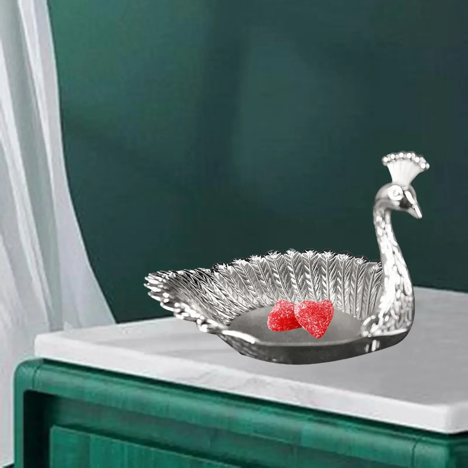 Delicate Peacock Plate Trinket Jewelry Earrings Necklace Display Snack Nut Tray Bowl Home Decor Snack Fruit Plate Food Organizer